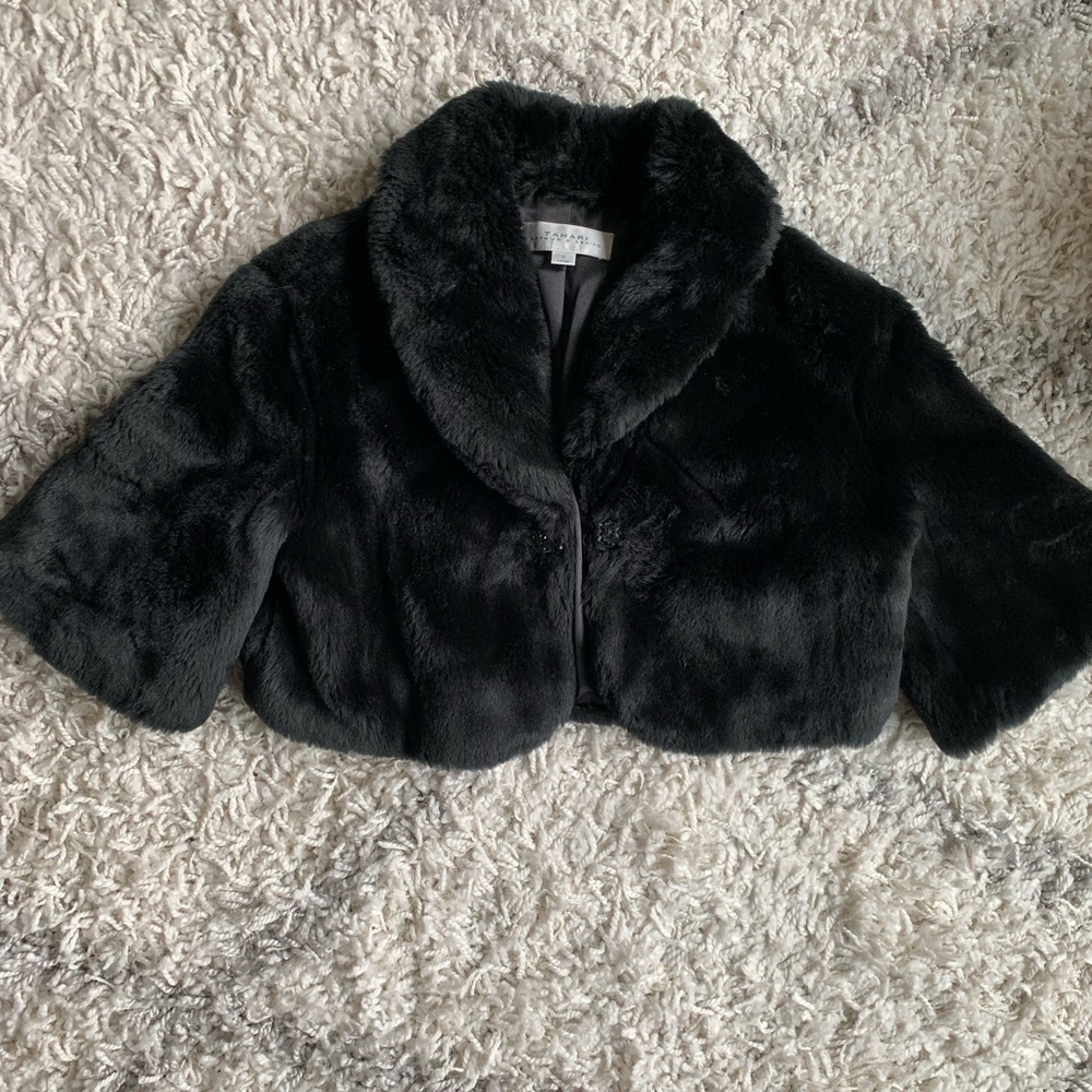 Tahari ASL Faux Fur Cropped Jacket